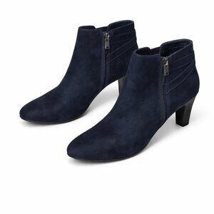 SAM & LIBBY Blue Faux Suede Ankle Booties Boots Shoes Size 10
